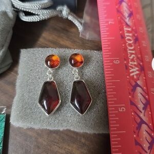 BN Elegant Jay King Mine Finds Sterling Silver Amber Drop Earrings